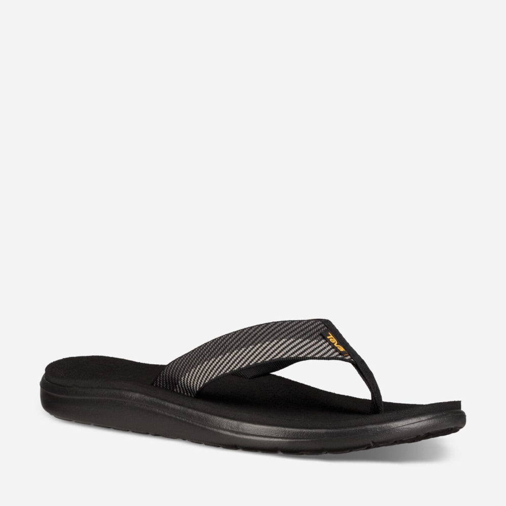 Black Grey Men's Teva Voya Flip Flops | 218-VTWNMK