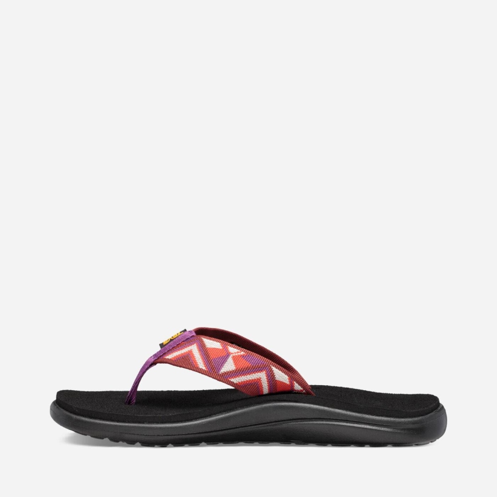 Black Red Women's Teva Voya Flip Flops | 425-HRFZYL