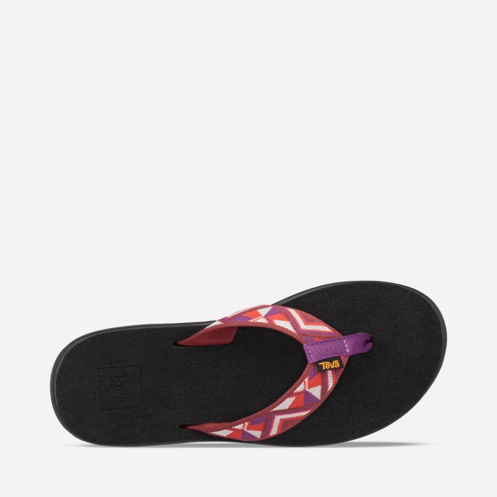 Black Red Women's Teva Voya Flip Flops | 425-HRFZYL