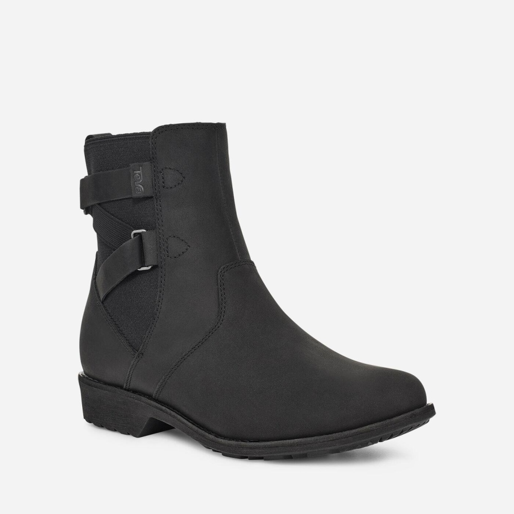 Black Women's Teva Ellery Ankle WP Boots | 932-JZGMST