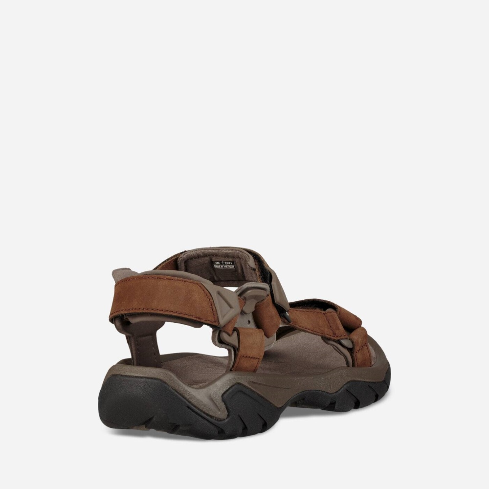 Brown Men's Teva Terra Fi 5 Universal Leather Sandals | 172-NUZLBX