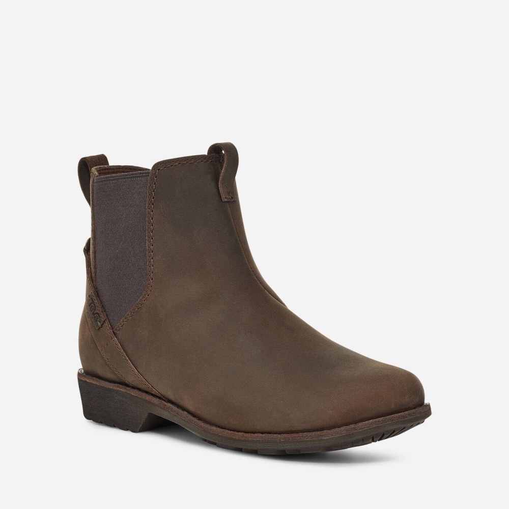 Brown Women's Teva Ellery Pull On WP Boots | 473-CGJSAV