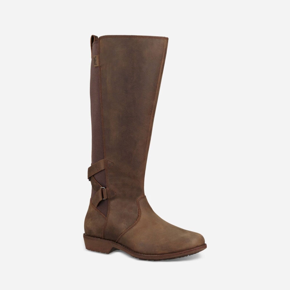 Brown Women's Teva Ellery Tall WP Boots | 368-JKCDFO