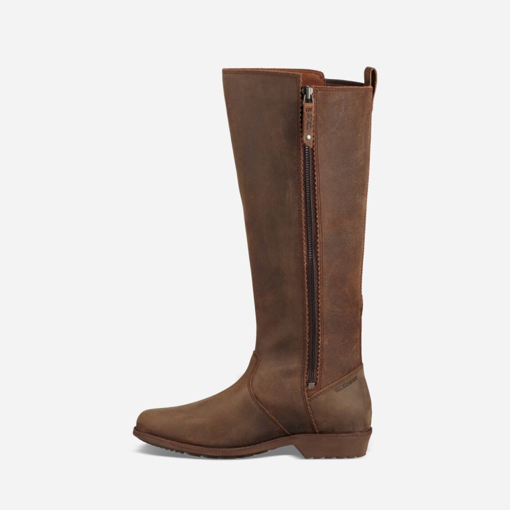 Brown Women's Teva Ellery Tall WP Boots | 368-JKCDFO