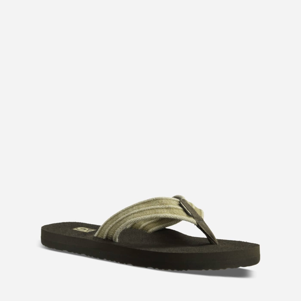 Coffee Men's Teva Mush II Canvas Flip Flops | 027-QUHGNB