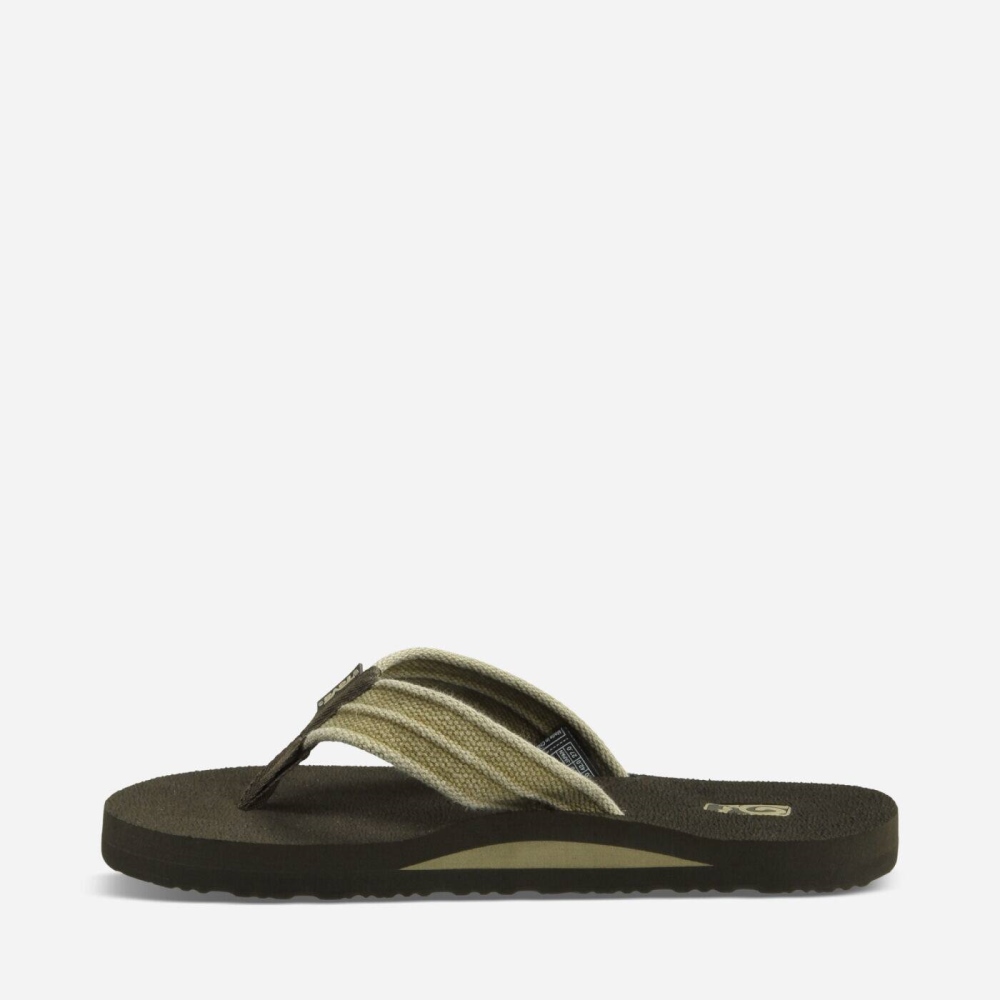 Coffee Men's Teva Mush II Canvas Flip Flops | 027-QUHGNB