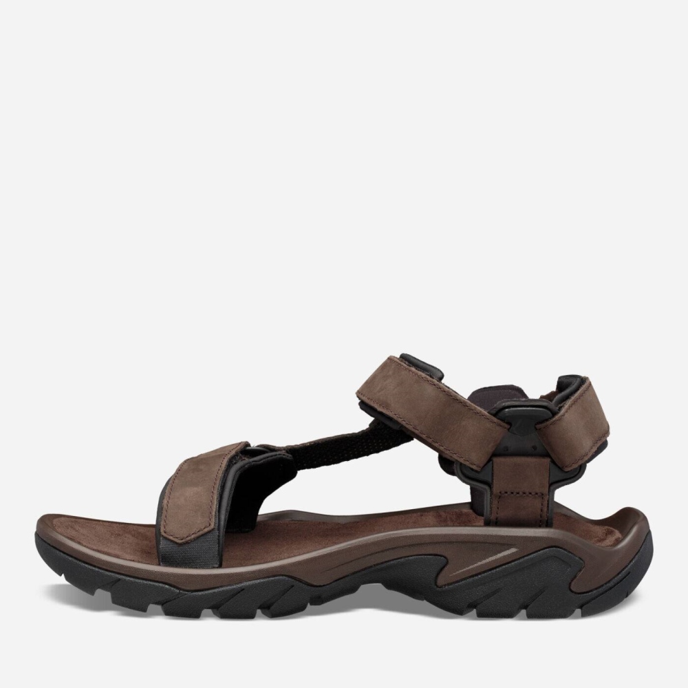Coffee Men's Teva Terra Fi 5 Universal Leather Sandals | 147-GJFKPQ