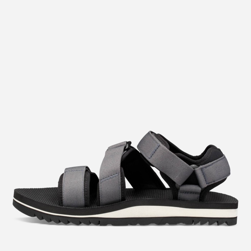 Dark Grey Men's Teva Cross Strap Trail Hiking Sandals | 169-JQZCOW