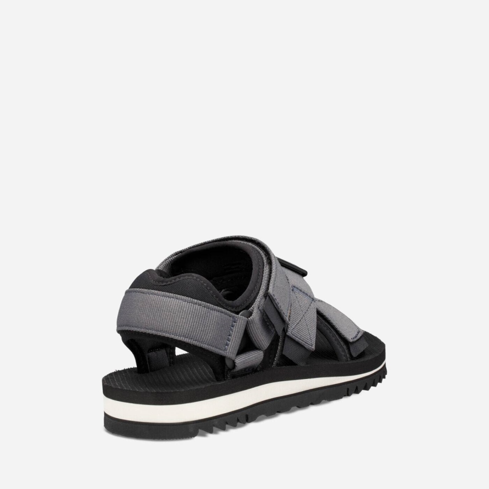 Dark Grey Men's Teva Cross Strap Trail Hiking Sandals | 169-JQZCOW
