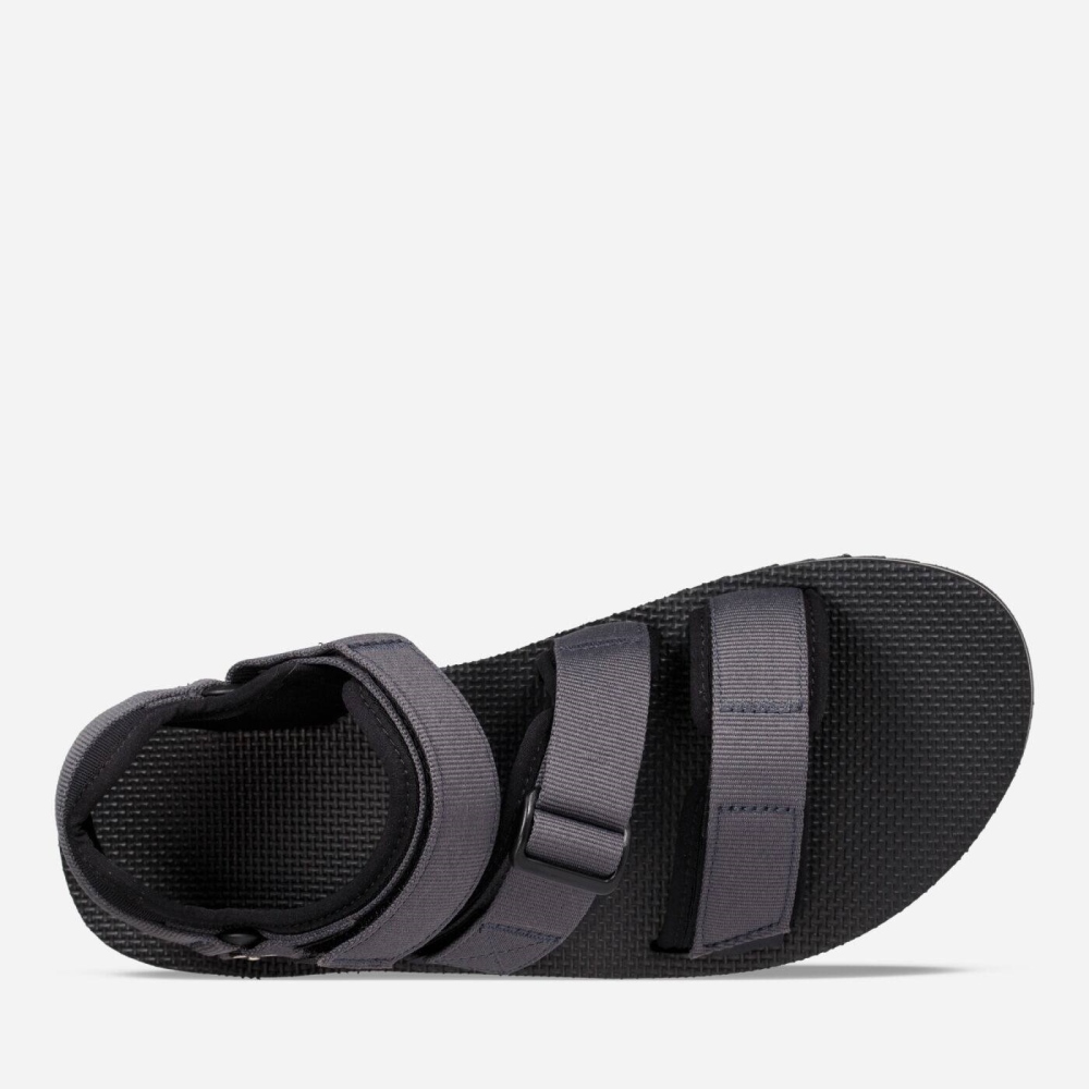 Dark Grey Men's Teva Cross Strap Trail Hiking Sandals | 169-JQZCOW
