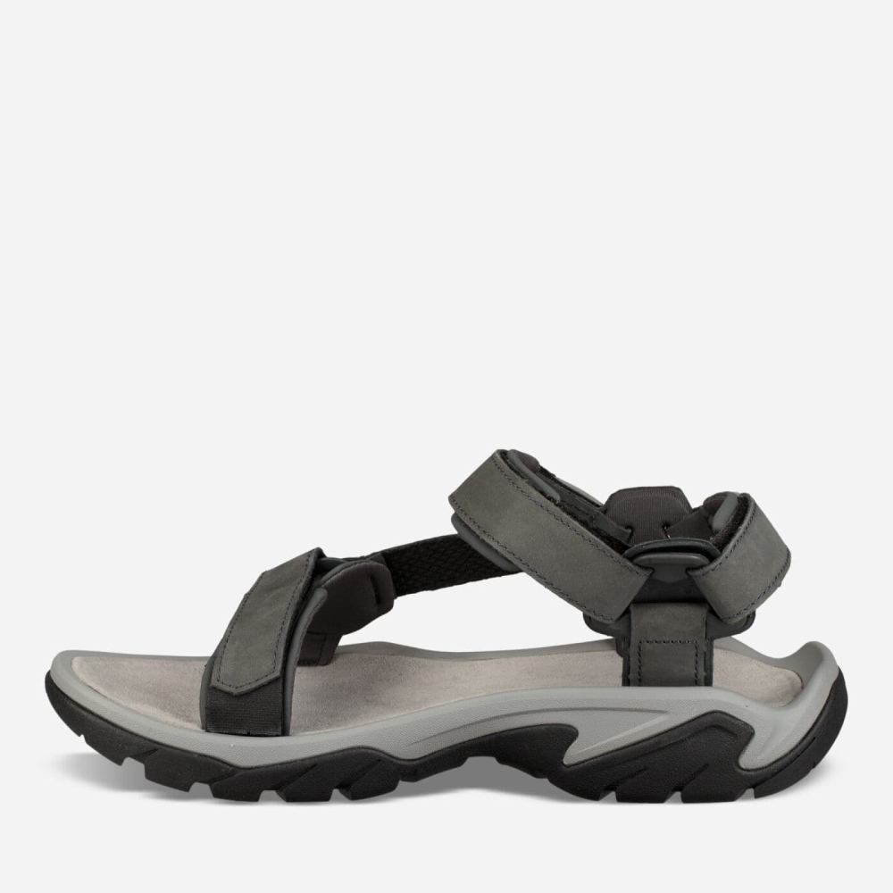 Dark Grey Men's Teva Terra Fi 5 Universal Leather Sandals | 543-GHYDTZ