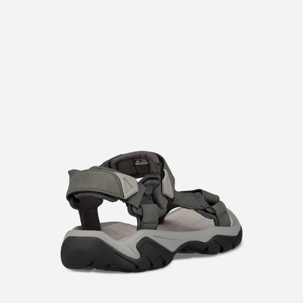 Dark Grey Men's Teva Terra Fi 5 Universal Leather Sandals | 543-GHYDTZ