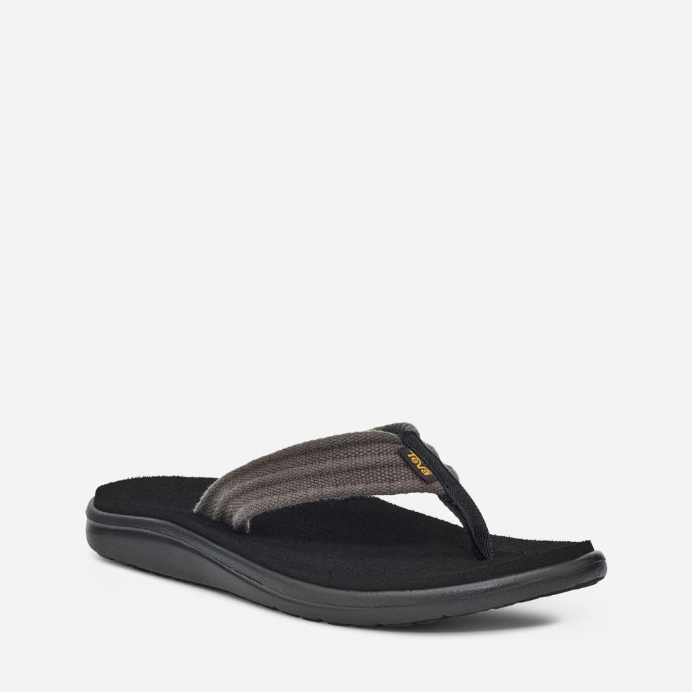 Grey Men's Teva Voya Canvas Flip Flops | 306-IBEODZ