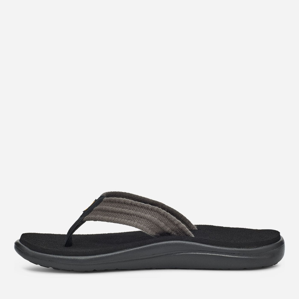 Grey Men's Teva Voya Canvas Flip Flops | 306-IBEODZ