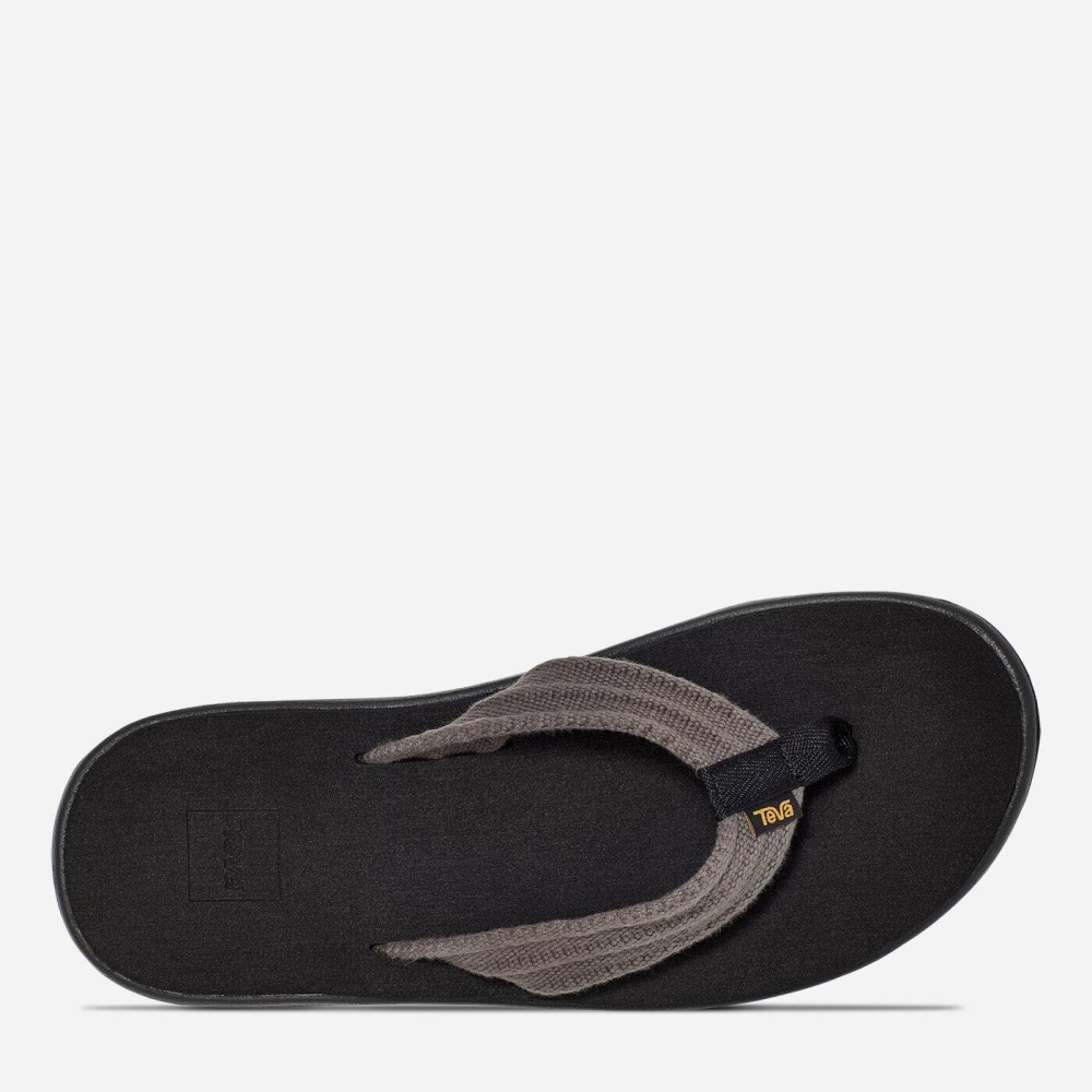 Grey Men's Teva Voya Canvas Flip Flops | 306-IBEODZ