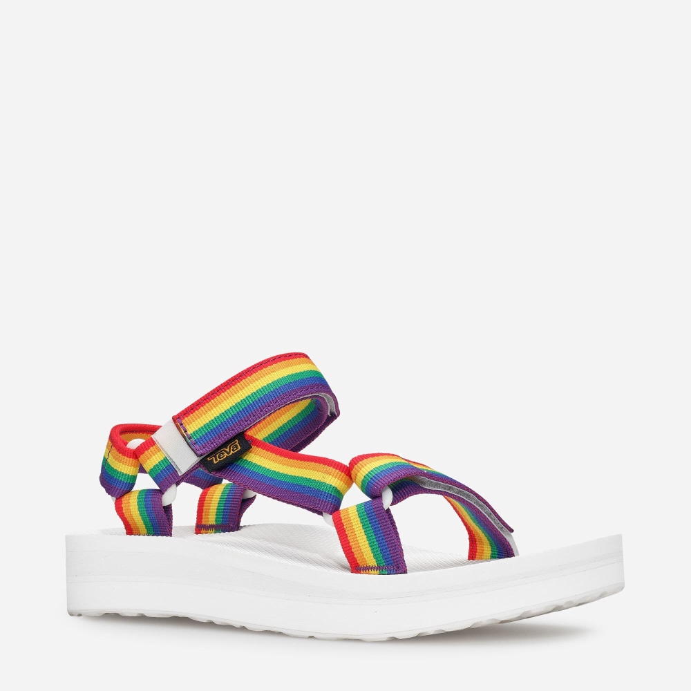 Multicolor Men's Teva Midform Universal Rainbow Pride Sandals | 364-GRXPLI