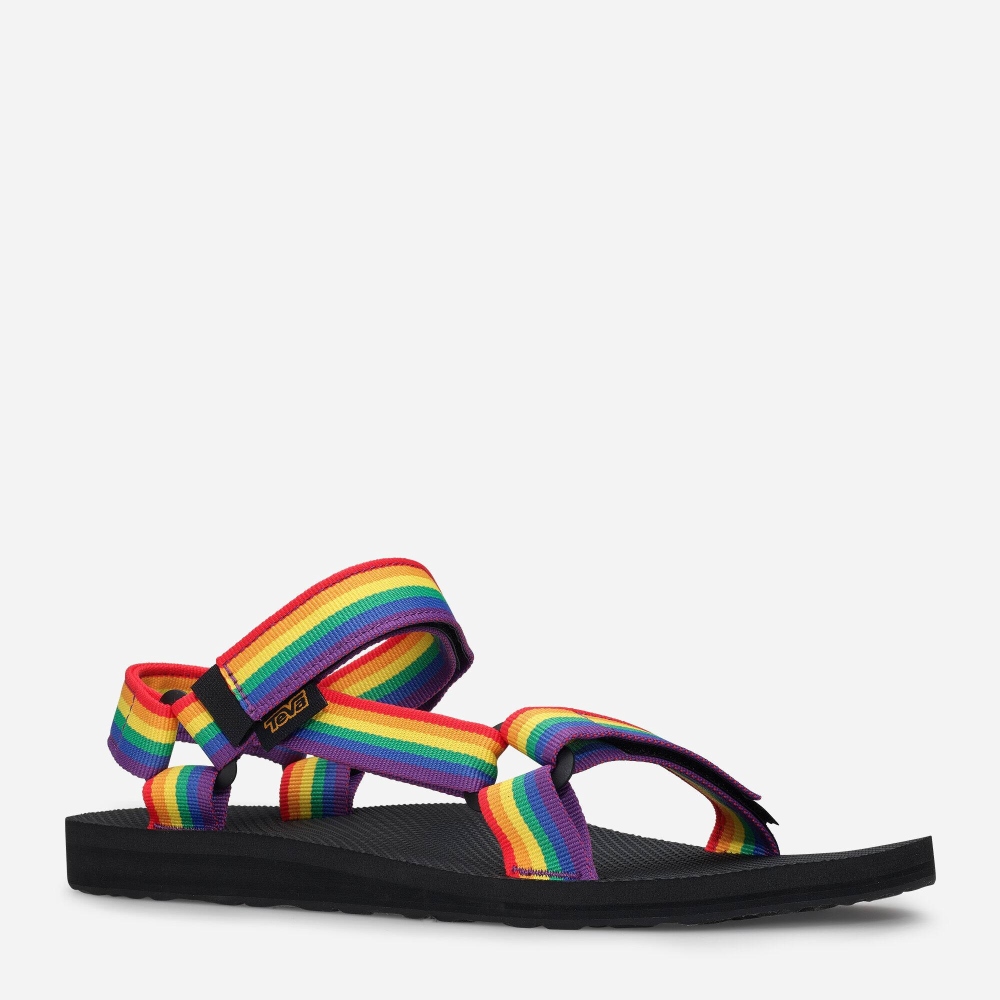 Multicolor Men's Teva Original Universal Rainbow Pride Hiking Sandals | 764-YHZDEX