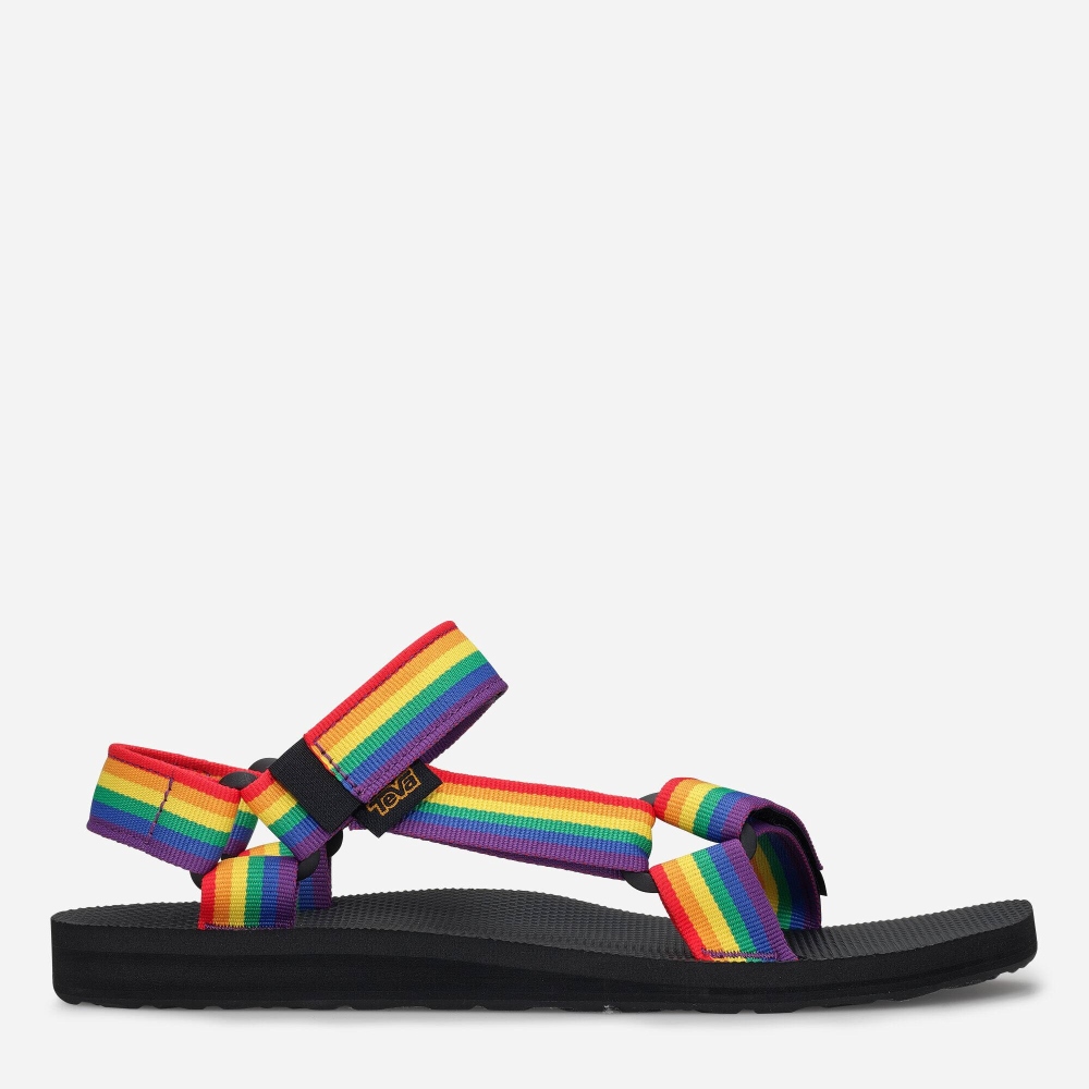 Multicolor Men\'s Teva Original Universal Rainbow Pride Hiking Sandals | 764-YHZDEX