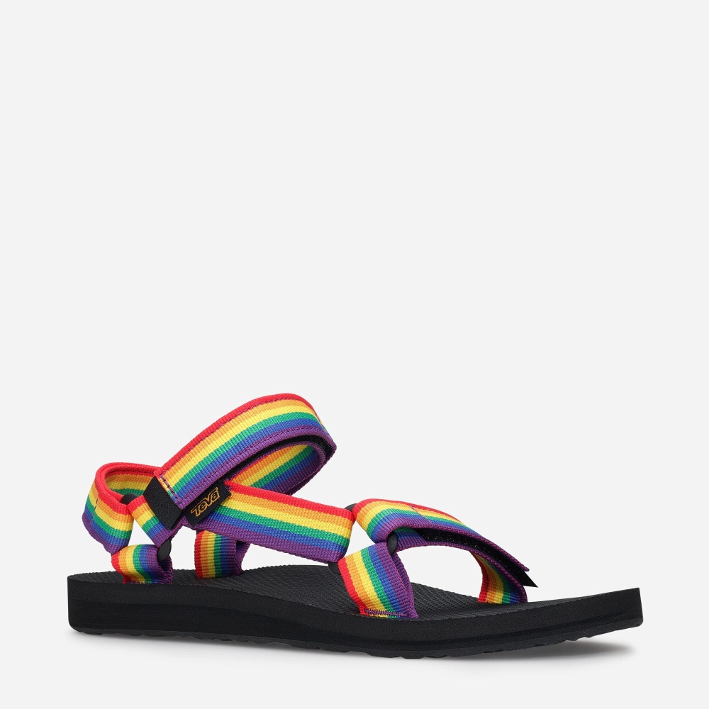 Multicolor Women's Teva Original Universal Rainbow Pride Hiking Sandals | 876-JSRWCF