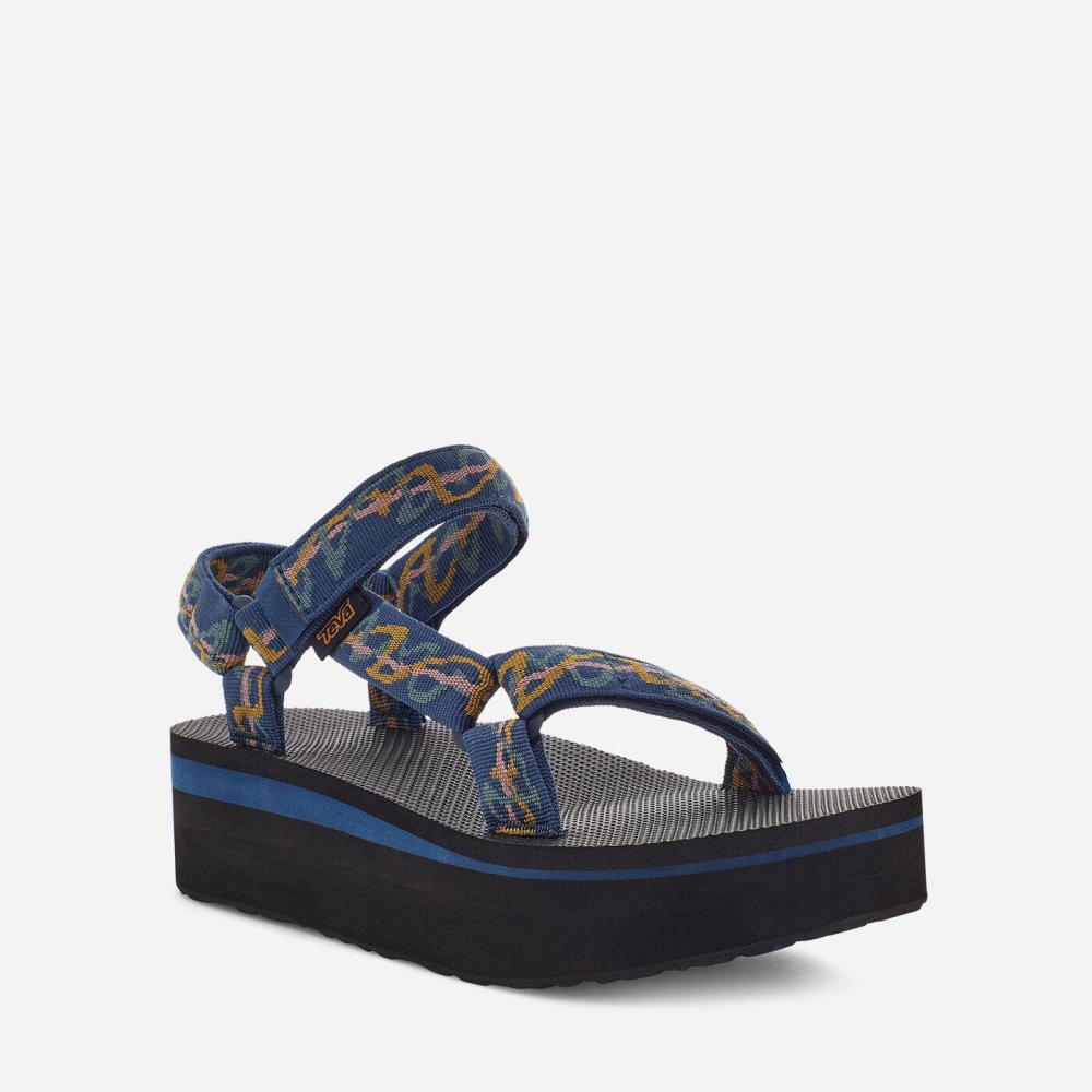 Navy Women's Teva Flatform Universal Flatform Sandals | 548-MTLHGX