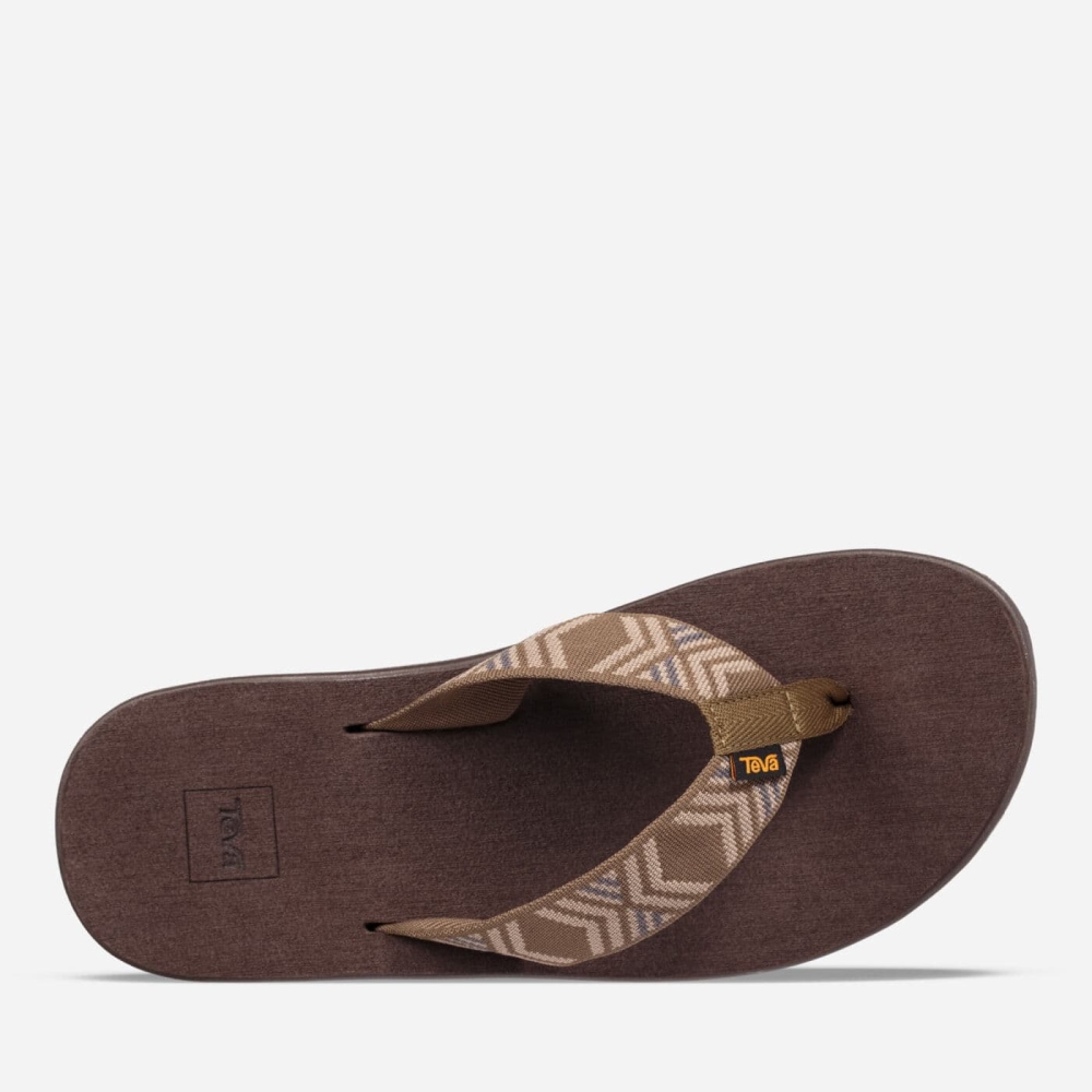 Olive Men's Teva Voya Flip Flops | 247-JVIUFX