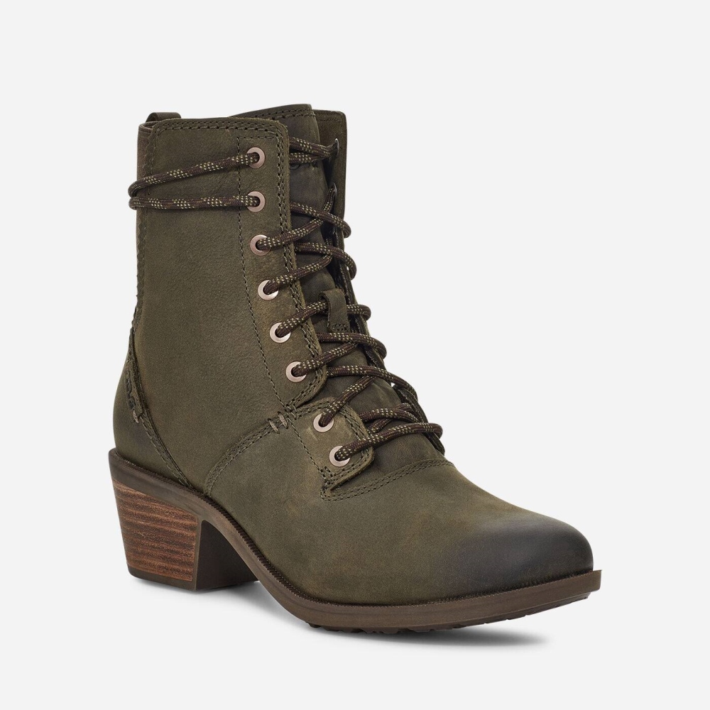 Olive Women's Teva Anaya Lace Up WP Boots | 823-DJQFMB