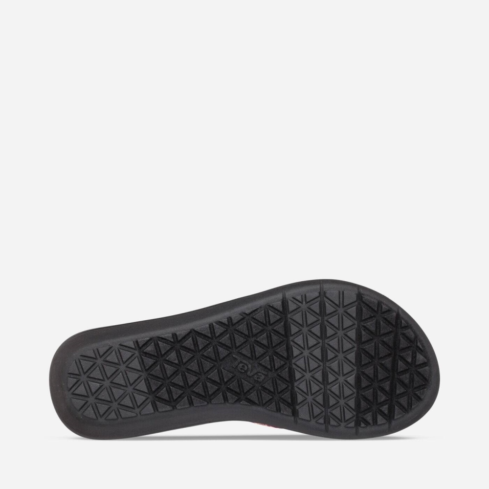 Red Black Women's Teva Voya Wedge Flip Flops | 864-INYLMF