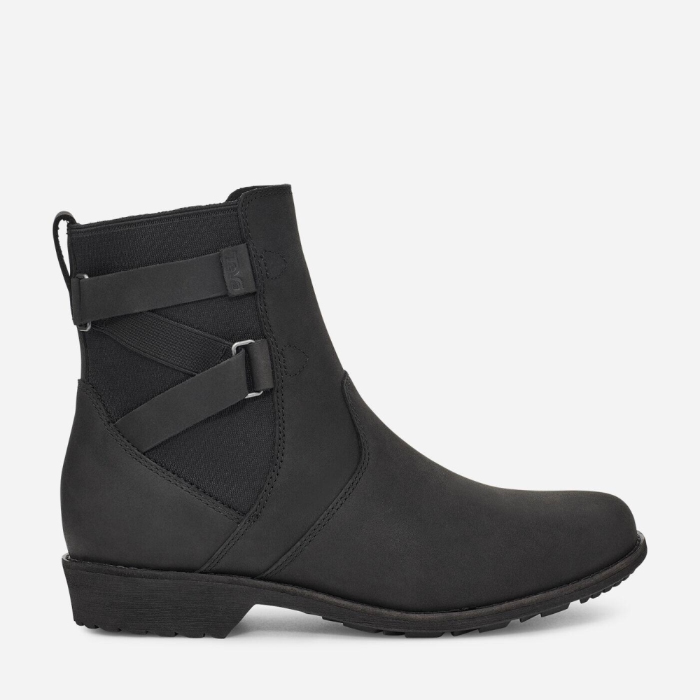 Black Women's Teva Ellery Ankle WP Boots | 932-JZGMST