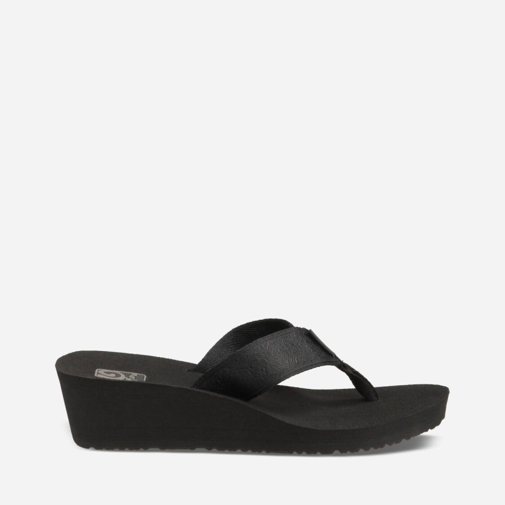 Black Women's Teva Mush Mandalyn Wedge 2 Flip Flops | 720-KREACY