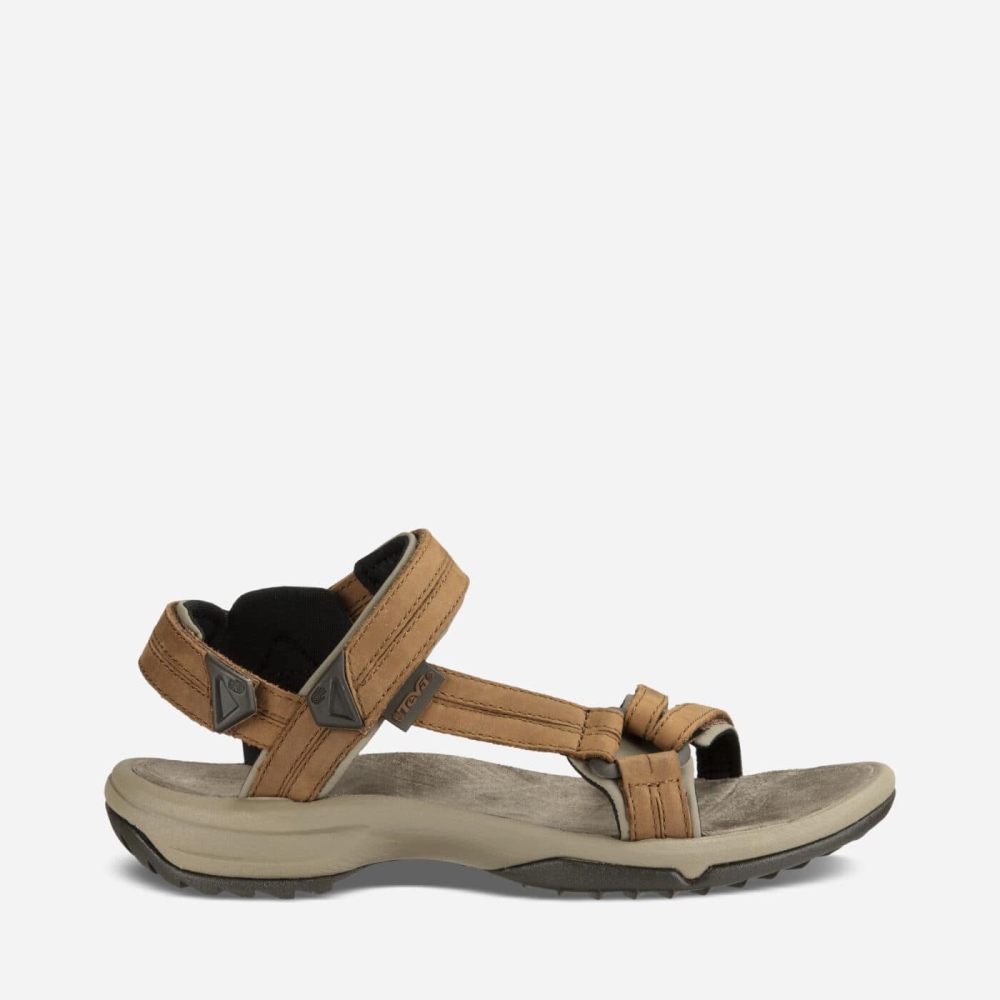 Brown Women's Teva Terra Fi Lite Leather Hiking Sandals | 523-UYXCPT