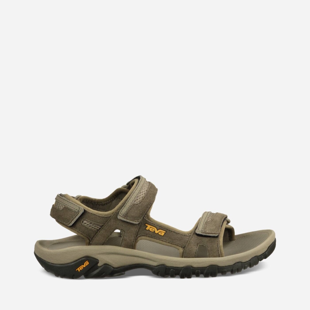 Khaki Men's Teva Hudson Hiking Sandals | 142-ODQHFC