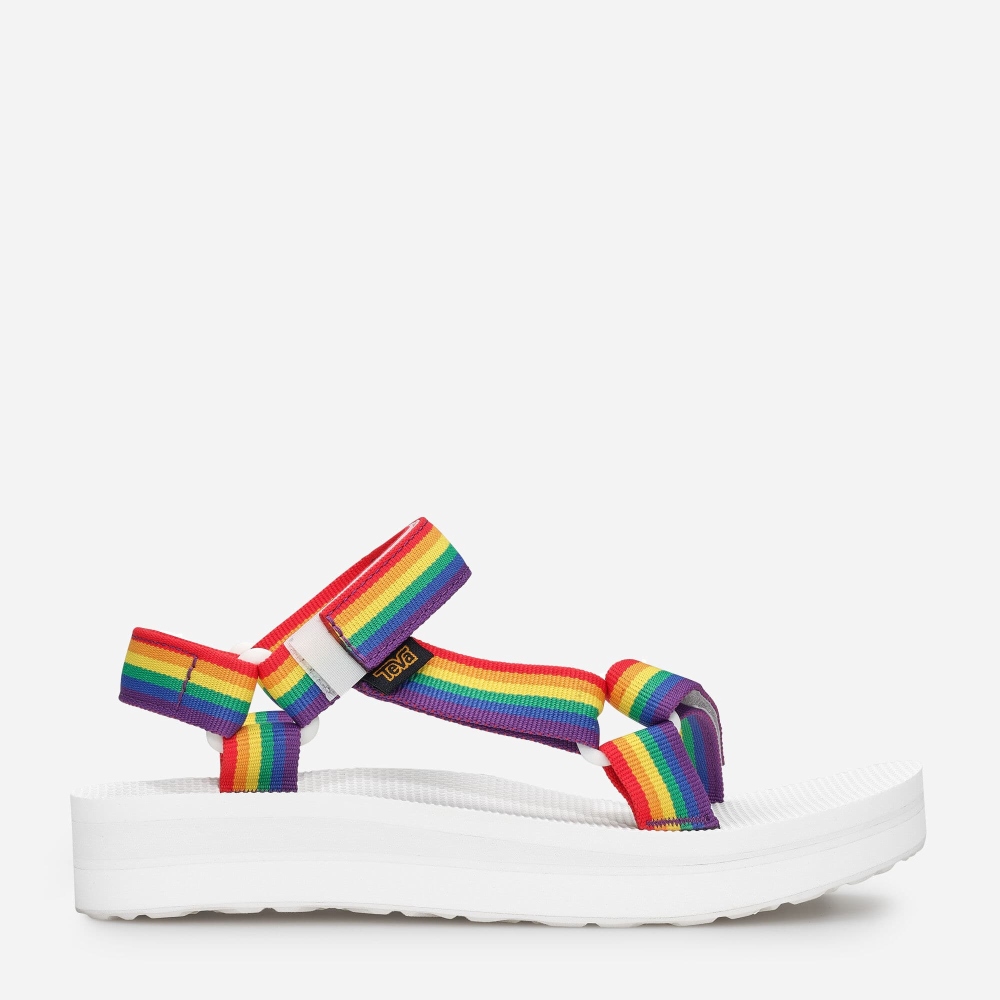 Multicolor Men's Teva Midform Universal Rainbow Pride Sandals | 364-GRXPLI