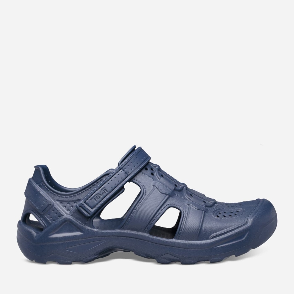 Navy Men's Teva Omnium Drift Sandals | 632-EKXAND