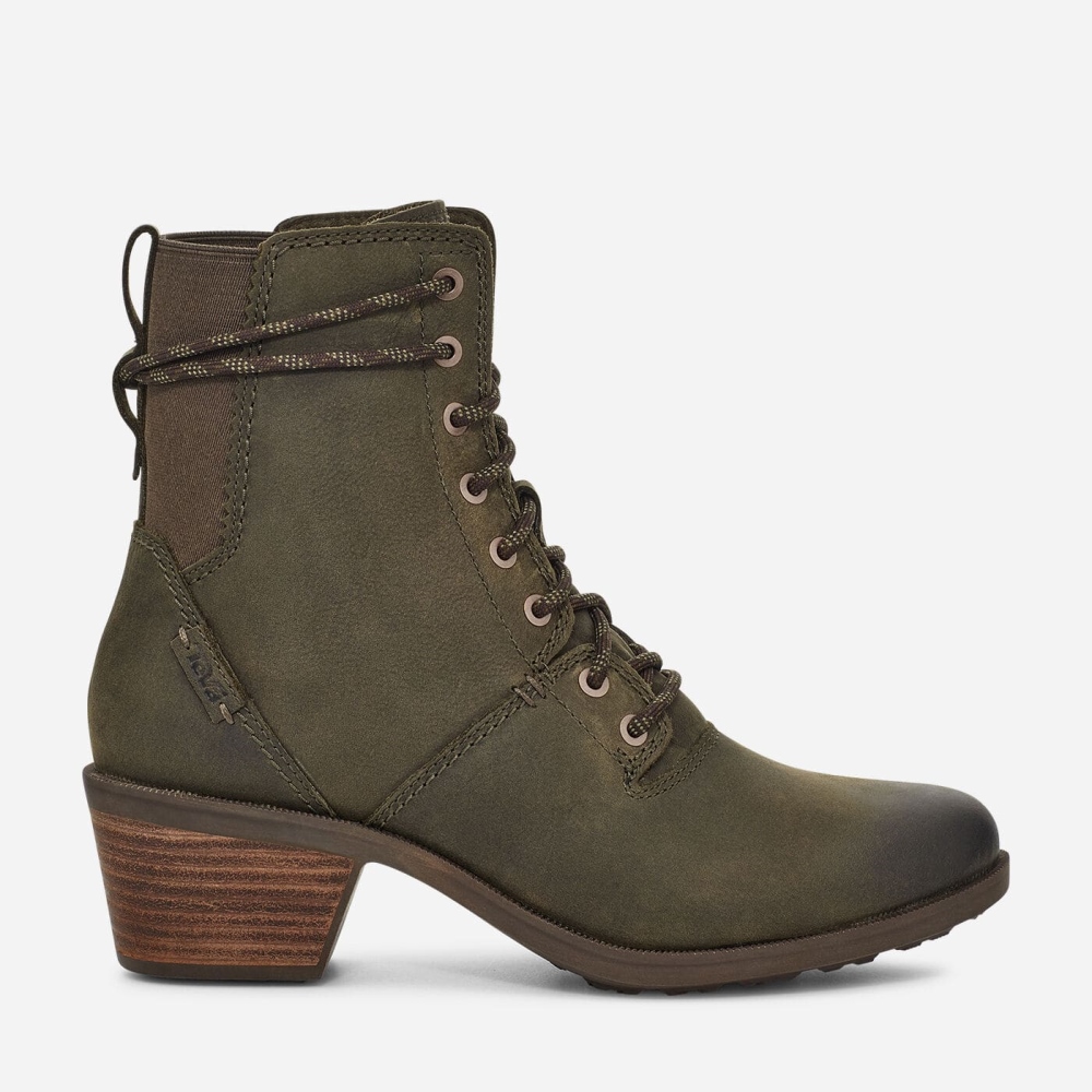 Olive Women's Teva Anaya Lace Up WP Boots | 823-DJQFMB